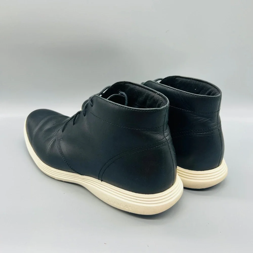Cole Haan Boots Mens 11 Black Leather Grand OS Chukka Lace Up Booties Shoes
